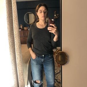 Dark Gray Marino Wool Sweater - Uniqlo Medium